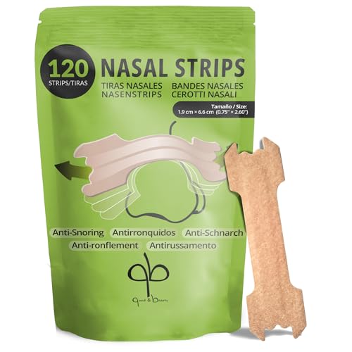 GOOD & BEAUTY Tiras Nasales Antironquidos para Dormir - 120 Unidades para Respirar Mejor por la Nariz, Talla Universal - Tiras Nasales Deportivas - Anti Ronquidos para Dormir - Ronquidos Soluciones