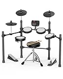 AiJoy Electronic Drum Set for Adults & Beginners, Quiet Mesh Pads with 5 Drums & 3 Cymbals, Dual-Zone Snare, USB MIDI, Sound Module, Drum Throne, Headphones, Sticks, 25 Kits & 195 Sounds