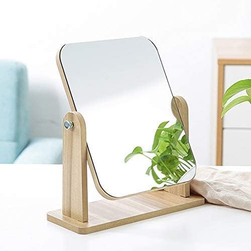 Wooden Tabletop Makeup Mirror 360 Degree Portable Adjustable Table Desk Mirror Vanity Make up Bathroom Living Room Shave Make up Mirror Big-picture-43