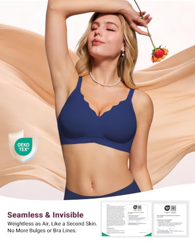 Image of As Fairy Wireless Bras for Women Jelly Push Up Scalloped T-Shirt Bra