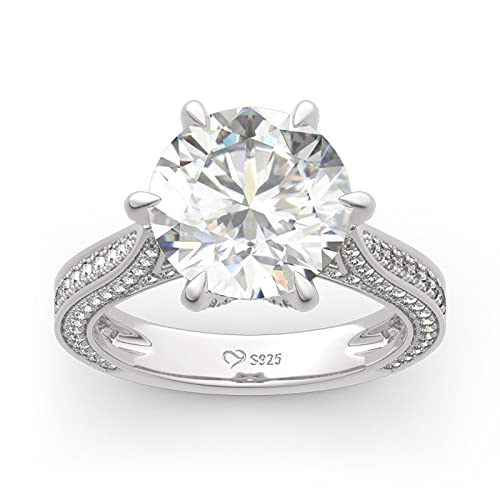 Jeulia Classic Round Cut Wedding Ring:Sterling Silver Diamond Eternity Band Engagement Anniversary Promise Bridal Set Christmas Jewelry Gift with Box