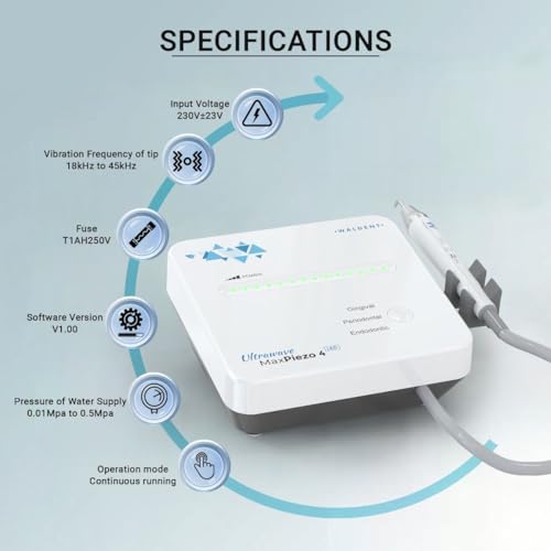 Image of Waldent Ultrawave MaxPiezo 4 LED Fiberoptic Ultrasonic Scaler - Advanced Piezoelectric Technology, Precise Scaling, LED Light, Durable & Ergonomic Design for Professional Dental Care