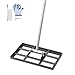 VEVOR Rasenrakel, Levelingrake mit 198 cm Griff, 431x254 mm Bodenplatte, rostbeständiger Nivellierrechen aus Karbonstahl, 5 Höhen einstellbar, Rasennivellierungswerkzeug für Hof und Golfplatz