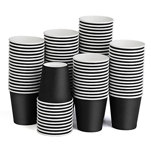 BUOKKON 100 Pack 3oz Black Paper Cups for Bathroom, Disposable Mouthwash Paper Cups for Hot and Cold Drinks, Party Supplies, Picnics, Travel, Office