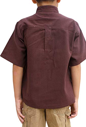 Image of Childrens Chinese Collar Renaissance Tie Chest Short Sleeve Cotton Shirt