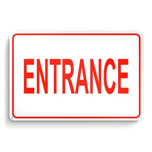 Entrance Sign, 8x12 Reflective Aluminum Enter Here Sign Outdoor/Indoor, Easy to Install, Weatherproof