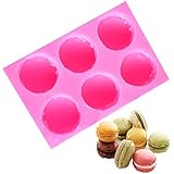 WOPODI 6-Cavity 3D Macaroon Silicone Mold, Fondant Macaron Hamburger Baking Molds, Cake Cupcake Decorating Chocolate Candy Molds, Mini Soap, Bath Bomb DIY Crafts for Dessert Birthady Party Supplies