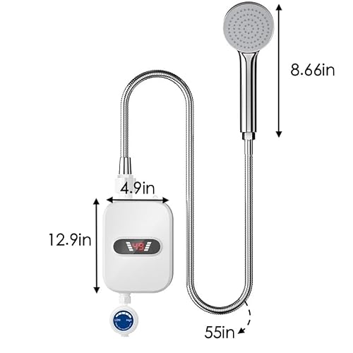 Tankless Water Heater, Electric Instant Hot Water Heater for Shower, 2100W 110V On Demand Rapid Heating Portable Water Heater for Bathroom, LCD Digital Display