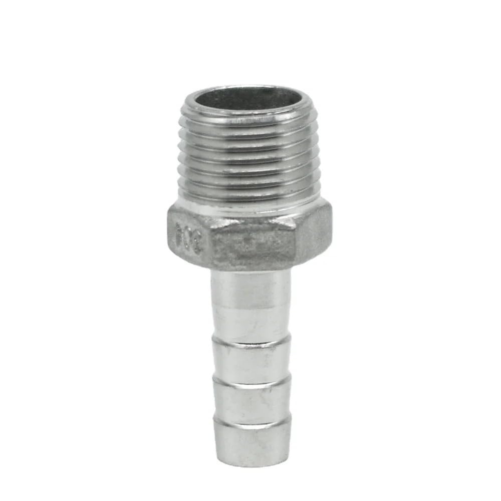 Raccord pour tuyau d'arrosage， 1/8" 1/4" 3/8" 1/2" 3/4" 1" 2" NPT Male 6 8 10 12 13 14 15 16 19 20-52mm Hose Barb 304 Stainless Steel Pipe Fitting Connector(1L2 NPT 25MM-STRAIGHT MALE)