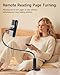 HIGPTWIREL Kindle Holder with Remote Page Turner,Reading Stand for Bed, Desk with Clicker, for Kindle Paperwhite, Oasis, iPad, iPhone and More, Black Page Turner