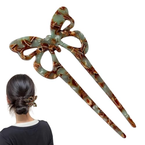 U Pins for Hair Bun with 2-Prong Design, Vintage Acetate U-Shaped Fork, Elegant Bun Hair Sticks and Updo Clips, French Twist Pin