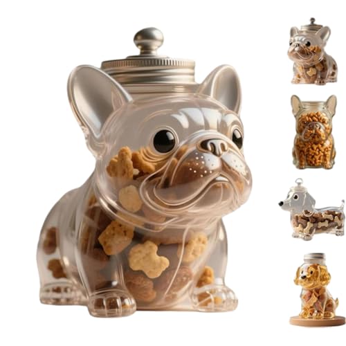 French Bulldog Candy Jar,french Bulldog Snack Jar, Cute Airtight Dog Snack Container for Cookies, Candy, Coffee Pods, Bulldog Decor for Kitchen (A)
