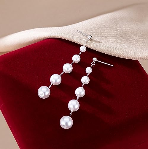 SLUYNZ Sterling Silver Pearl Earrings Dangle for Women Teens Wedding Pearl Drop Earrings for Brides4