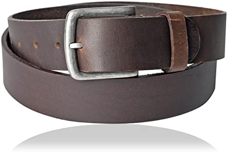 Amazon Brand - Eono Leather Belts for Men - Mens Belt for Casual Dress with Metal Single Prong Buckle (130cm (waistline:33"-44")
