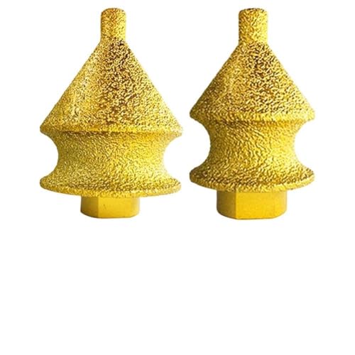 BildeeMait Emery - Muela cónica de carburo de silicio M10 con rosca 38 mm, acabado de azulejos de vidrio y alivio del estrés, color dorado