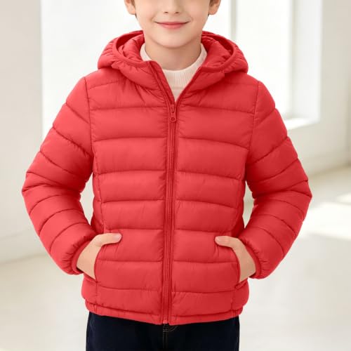 Girls Winter Jackets Girls Winter Coat with Hood Warm Lightweight Puffer Quilted Jacket for Kids Ropa para Niñas De 11 Años Ropa para Niñas De 10 Años Red 5-6Years - image 3