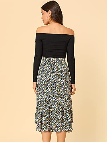 Image of Allegra K Women's Printed Skirt 2025 Weekend Trendy Summer Chiffon Ruffle Tiered Flowy Midi Skirts