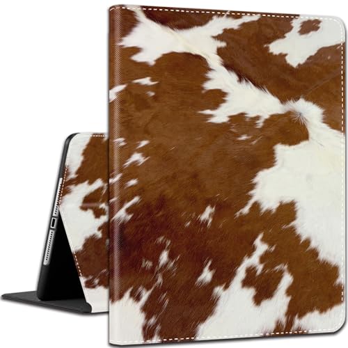 Case for iPad 10.2 9th / 8th / 7th Generation (2021/2020/2019 Model) 10.2 Inch, iPad Air 3 Case/10.5 Inch Pro, Multi-Angle View Automatic Wake Up/Sleep Protective Shell - Brown Cow Print Pattern