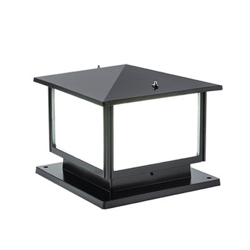 HCIPJQY Waterproof Courtyard Lawn Column Cap Lamp Vintage Pole Lantern with Aluminum Shade,Black Finish Industrial Simple Pillar Outside Lighting for Walkway, Driveway, Patio, Porch