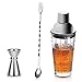 YIMINGYANG Set di shaker da cocktail, miscelatore da cocktail in vetro con coperchio in acciaio inossidabile, set a barre di 400 ml di capacità, anello di silicone, coktailshaker trasparente, 3pcs