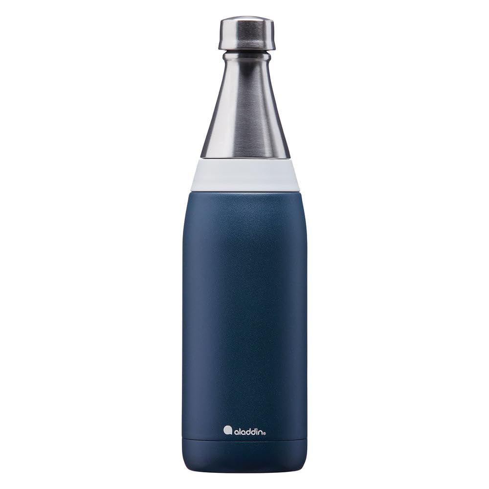Fresco Thermavac Stainless Steel Water Bottle 0.6L Deep Navy – Leakproof - Keeps Cold for + 10 Hours - BPA-Free - Dishwasher Safe - Reusable Thermos Flask with Durable Finish