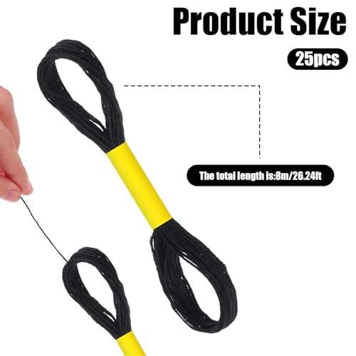 Image of 25 Skeins Black Embroidery Floss 8m Craft Embroidery Floss Embroidery Thread Cross Stitch Threads Friendship Bracelet String Bracelet Making Yarn Hair Wrap Yarn