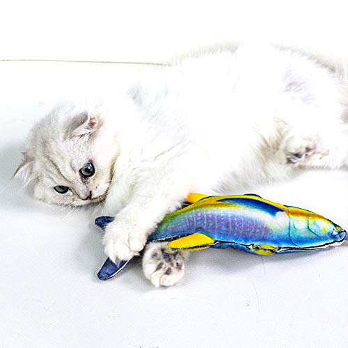 AnNido Moving Fish Cat Toy, Realistic Flopping Wagging Fish Cat Toy Catnip Kicker Toys, Funny Interactive Pets Pillow Chew Bite Kick Supplies for Cat Kitten Kitty