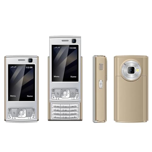 Erchineko Teléfono Móvil Deslizante Desbloqueado, Pantalla HD 2G gsm de 2,0 Pulgadas con Altavoz y Reproductor MP3 MP4, para Tarjeta SIM Dual y Carga Tipo C (Gold)