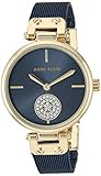 Anne Klein Women's AK/3001GPBL Premium Crystal Accented Gold-Tone and Blue Mesh Bracelet Watch