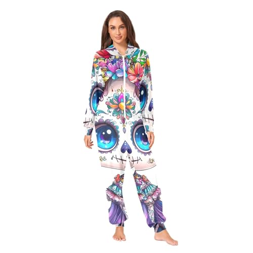 Pyjama à capuche pour homme et femme à motif tête de mort GAIREG
