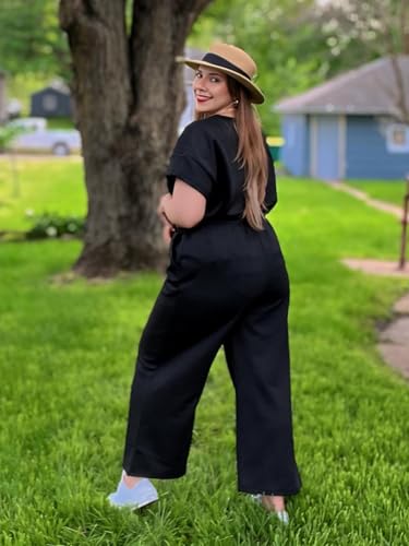 Imily Bela Womens Plus Size 2 Piece Sets Summer Vacation Outfits Short Sleeve Tops and Wide Leg Pants Matching Lounge Set4