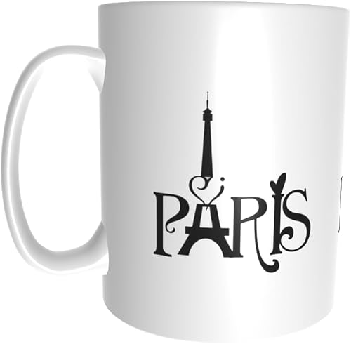 Pandok White Ceramic Mug - Geography - City : Paris Logo With Eiffel Tower Forming The 'A' - Single Mug