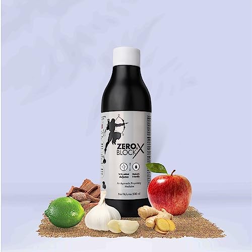 Zero Block X Arjuna, Apple Cider, Ginger, Garlic And Lemon Diabetic-Friendly Ayurvedic Concoctions For Heart Wellness Syrup Pack Of 1 500Ml