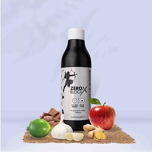 Senera Essentials Zero Block X (500 Ml) - A Diabetic-Friendly Ayurvedic Mixture for Heart Wellness (Arjuna, Apple Cider, Ginger, Garlic and Lemon)