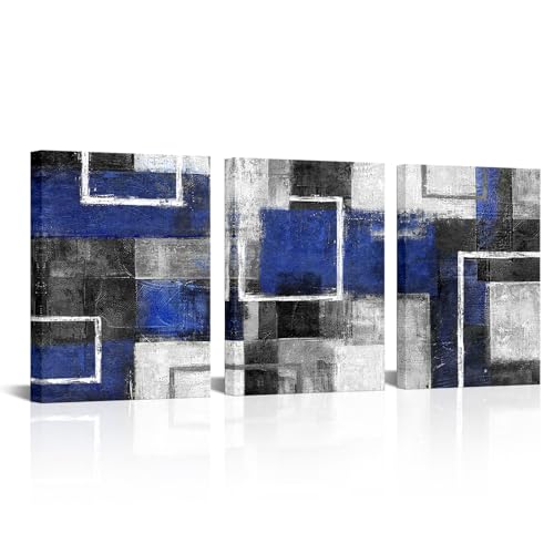 WELMECO Blue Bathroom Wall Decor Geometric Art Living Room Decor (Blue)