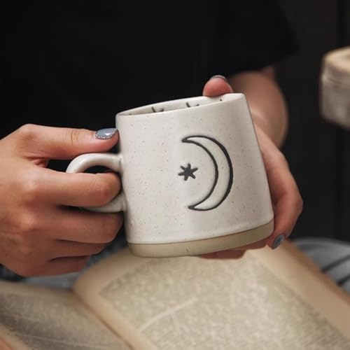 Taza cerámica con diseño de luna y sol, 13.5 oz miniatura 2