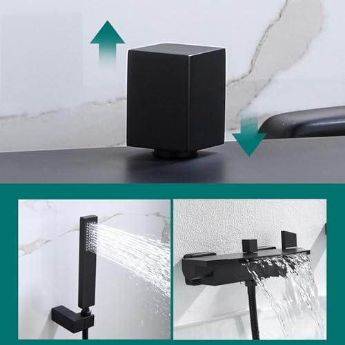 Mitigeur de bain-douche en laiton MOCHAMIK robinet mural cascade noir mat - 3