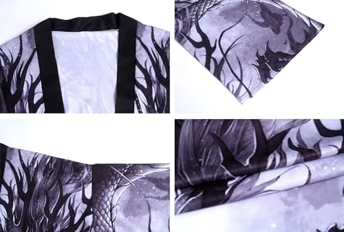 LAI MENG FIVE CATS Women's Floral Print Puff Sleeve Loose Blouse Japanese Kimono Cover up Casual Cute Tops