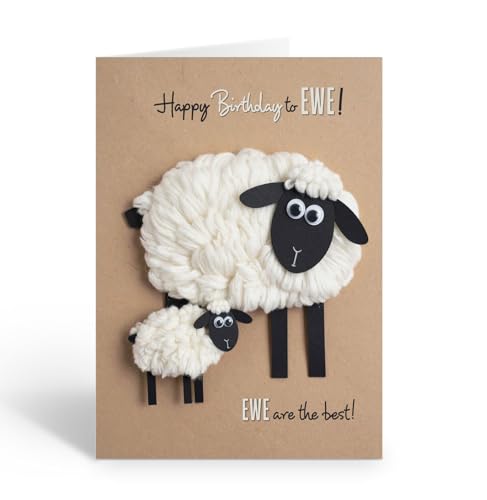 Stonehouse Collection Momma Sheep & Baby Lamb Birthday Card, Cute Family Sheep Design, Blank Inside, Single Card with Envelope (Mom and Baby Lamb)