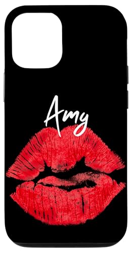 Amy Red Lips ���O����t�@�[�X�g�l�[�� �X�}�z�P�[�X iPhone 12/12 Pro �p