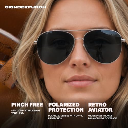 Image of grinderPUNCH XL XXL Aviator Sunglasses Men Big Head Oversized Polarized