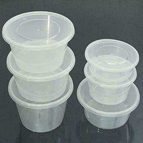 50 SETS Round Takeaway Containers with lid Take away Food Disposable Black Plastic 60mL/ 300mL /500mL /750mL Takeaway, Food Packaging, Restaurant for Sauce, Soup, lunch box (500ml)