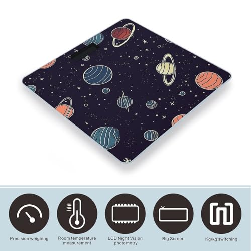 Báscula Digital de Baño con Patrón Espacial y Vidrio Templado miniatura 3