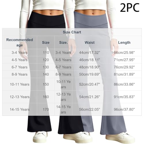 Girls Leggings 2 Pack High Waisted Flare Yoga Pants Teen Fashion Outfits - image 4