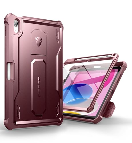 Coque iPad 10e génération 2022 Dexnor antichoc rouge avec protection d'écran intégrée