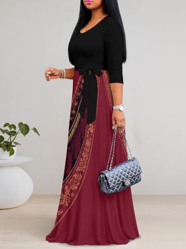 Image of Women's 3 /4 Sleeve Maxi Dress with Pockets