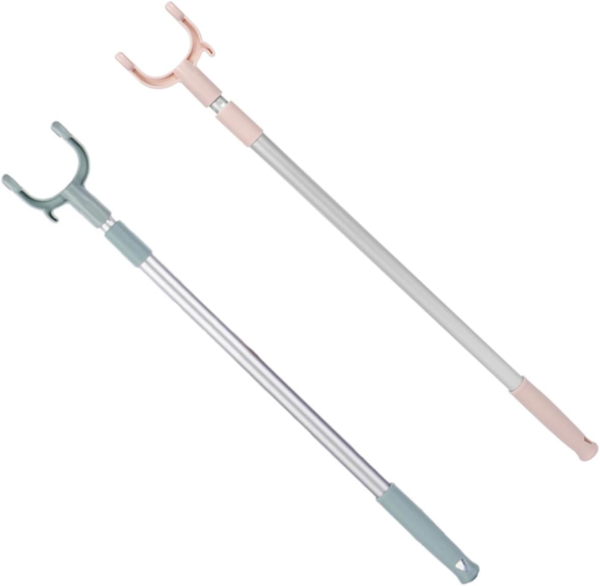 Levemolo 2pcs Adjustable Telescoping Clothesline Pole Retractable Clothes Reaching Rods for Easy Hanging Aluminum Alloy with Strong Bearing Capacity for Home Use