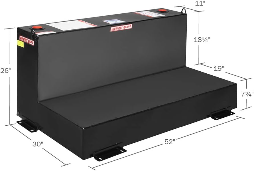 Weather Guard Transfer Tank L-Shape 90Gal Black, Alloy Steel