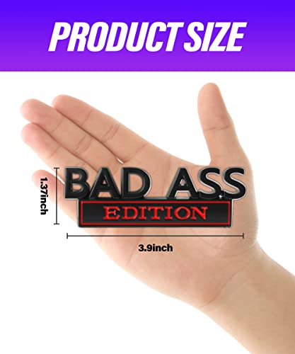 Esewalas Bad Ass 3D Emblems Sticker,Car Fender Bumper Hood Trunk Door 3D Badge Sticker Decal,Car Bad Ass Edition Emblem Fender Badge Decal,Car Exterior Emblems Replacement Accessories (Black&Red) #TOP1