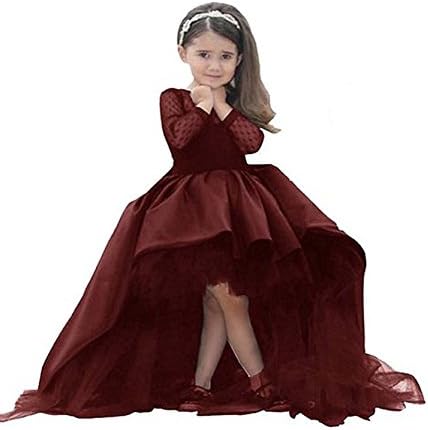 KissAngel Burgundy Lace Flower Girl 